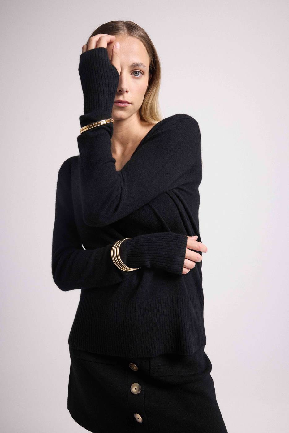 Jersey con mitones Anna - Negro