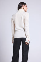 Anny Heart Embroidered Roll-Neck Jumper - White Red - Women