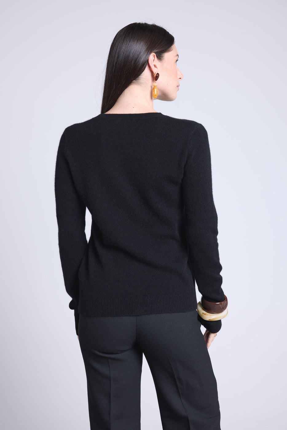 Jersey de cuello redondo con corazón bordado Anubis - Leopardo negro beige - Mujer