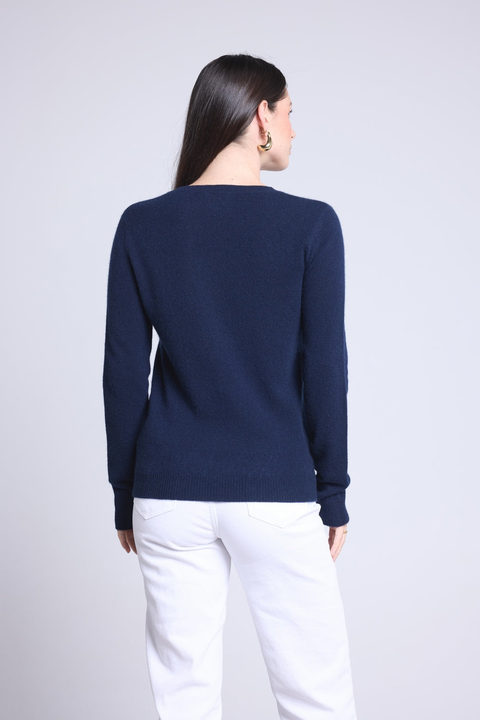 Jersey Cuello Redondo Corazón Bordado Anubis - Azul Marino Blanco - Mujer