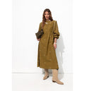 Mujer Vestido Largo Bordado Color Caqui Claro