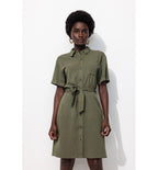 Mujer Vestido camisero Leopardo Color Caqui Oscuro