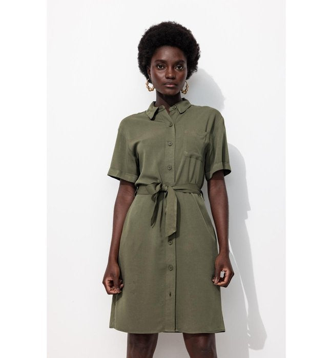 Mujer Vestido camisero Leopardo Color Caqui Oscuro