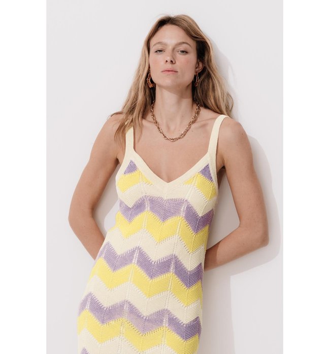 Women's Long Knitted Dress - Multicolor Striped