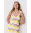 Women's Long Knitted Dress - Multicolor Striped