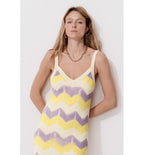 Women's Long Knitted Dress - Multicolor Striped