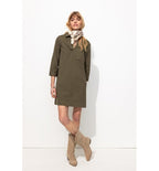 Robe Col Vareuse Léopard - Kaki Uni Fonce