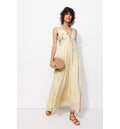 Robe Brodée de Sequins Femme - Naturel Uni Clair