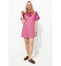 Robe-salopette en Toile Femme - Rose Uni Colore