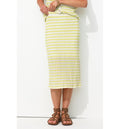 Jupe Midi en Tricot Femme - Vert Raye
