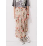 Jupe Midi Asymétrique Imprimée - Rose Imprime