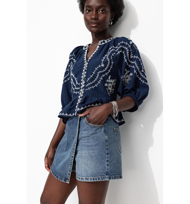 Women's Denim Shorts Mini Skirt - Plain Dark Jeans