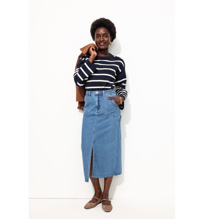 Jersey marinero a rayas para mujer - Azul a rayas