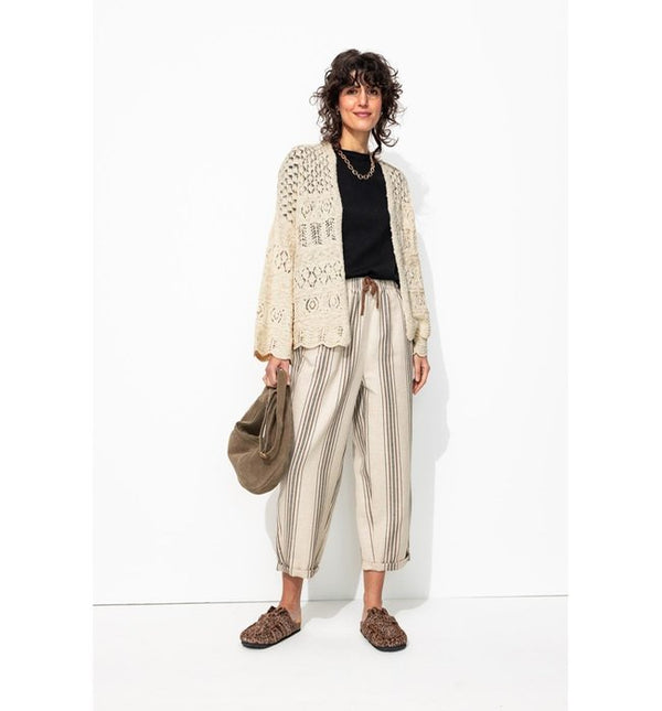 Women's Oversized Openwork Cardigan - Plain Light Natural