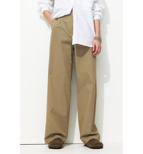 Billy Women's Wide Leg Trousers - Green Stripe