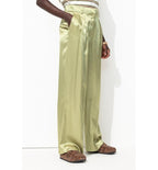 Billy Pantalon en Satin Femme - Vert Uni Colore