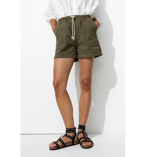 Women's Plain Canvas Shorts - Plain Dark Khaki