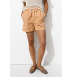 Short Uni en Toile Femme - Rose Uni Colore
