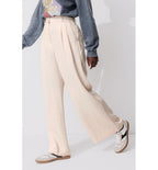 Pantalon de Tailleur Large - Naturel Uni Clair