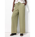Pantalon Large Taille Haute - Kaki Uni Clair