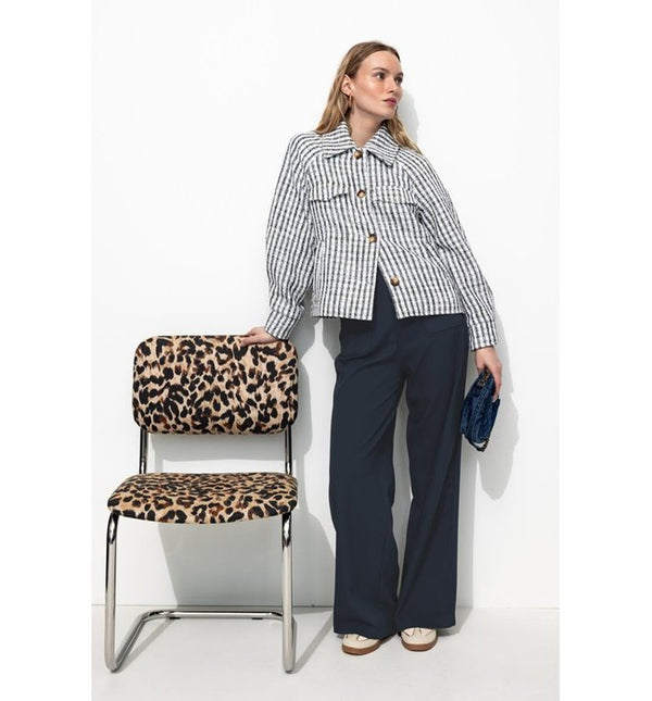 Pantalones anchos de talle alto - Azul oscuro liso
