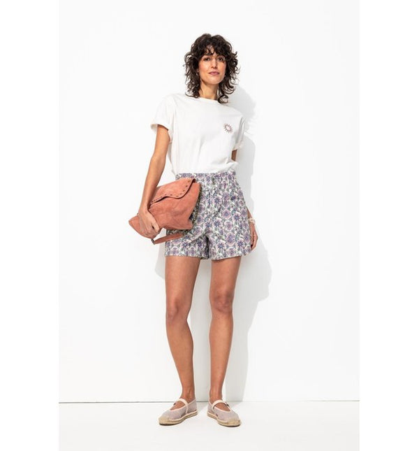 Women's Printed Canvas Shorts - Multicolor Print