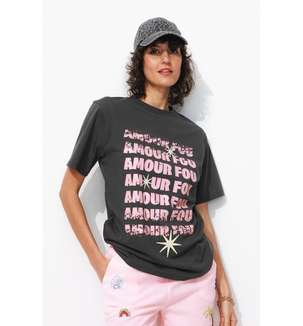 Women's Message T-shirt - Gray Print