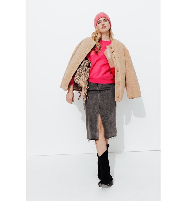 Sudadera con mensaje para mujer, color rosa unicolor