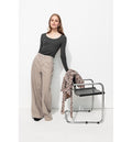 T-shirt en Jersey Côtelé Femme - Gris Uni Fonce