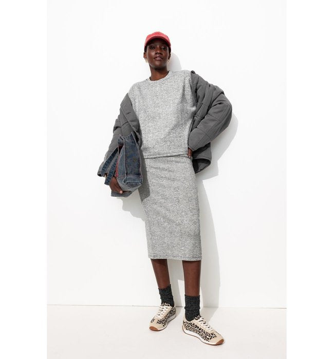 Oversized Checkered Sweatshirt - Black Checked