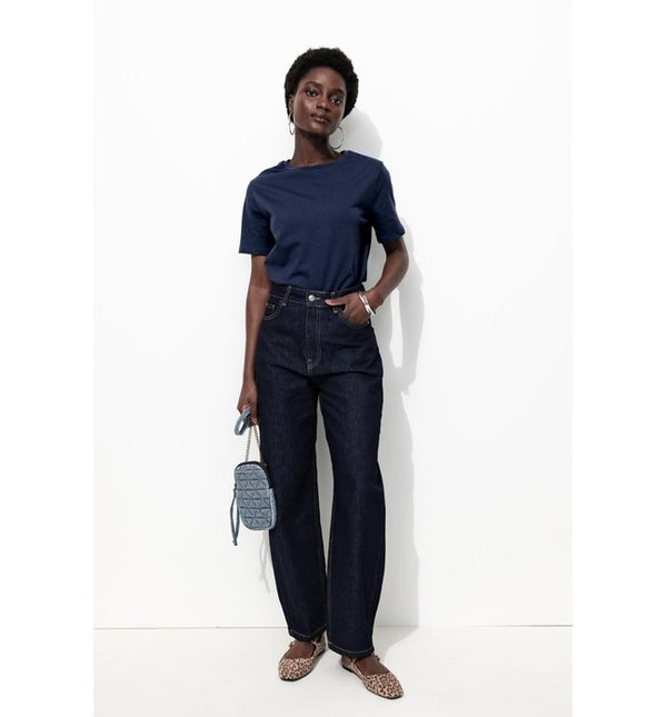 T-shirt Col Rond Éco-conçu - Bleu Uni Fonce