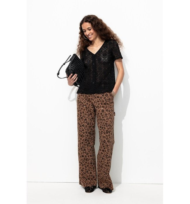 Women's Lace Effect Shirt - Plain Dark Black
