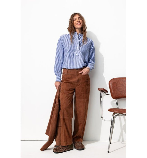 Women's Oversized Striped Shirt - Striped Blue