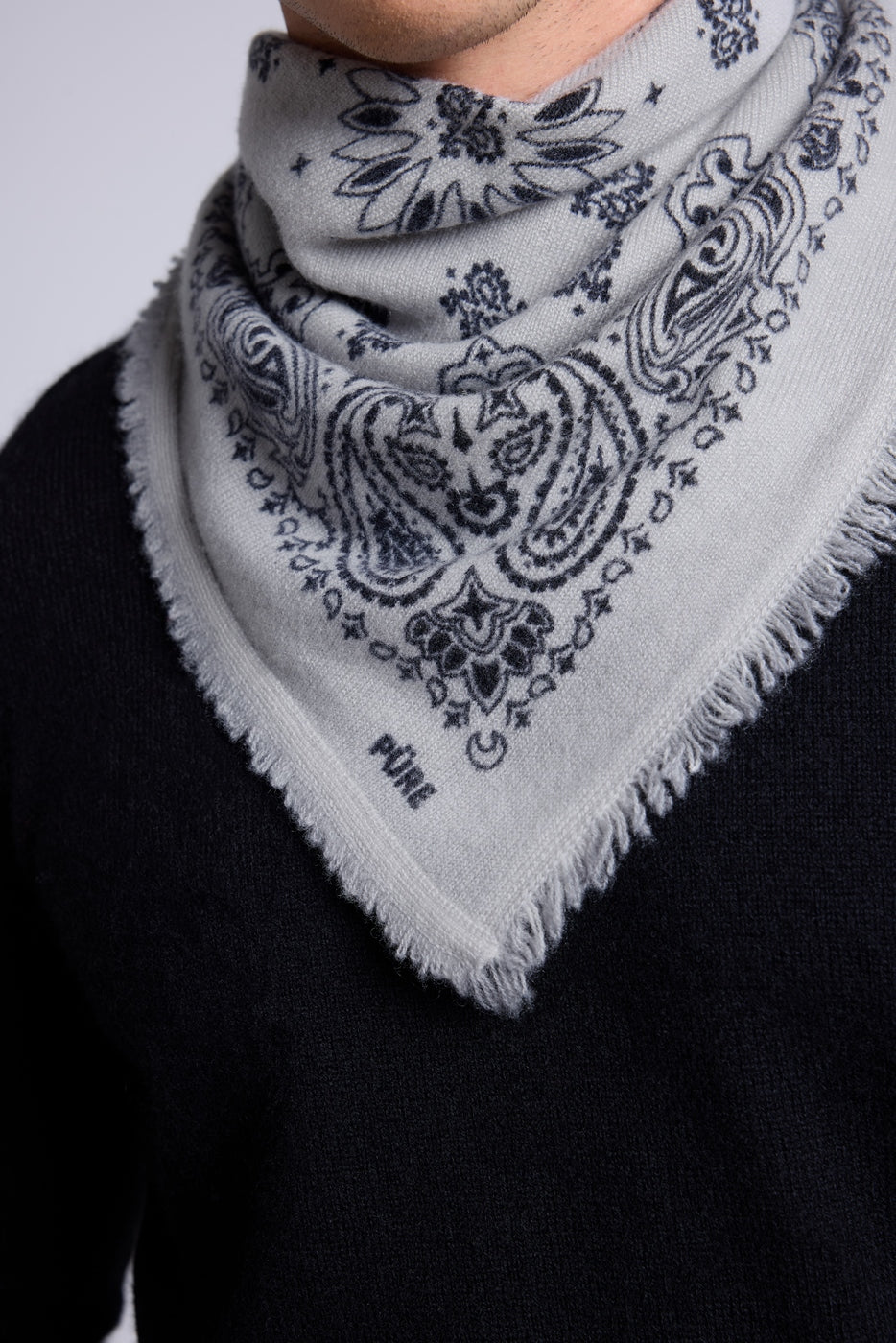 Echarpe Bandana Couronne Apache - Gris Blanc Noir - Mixte