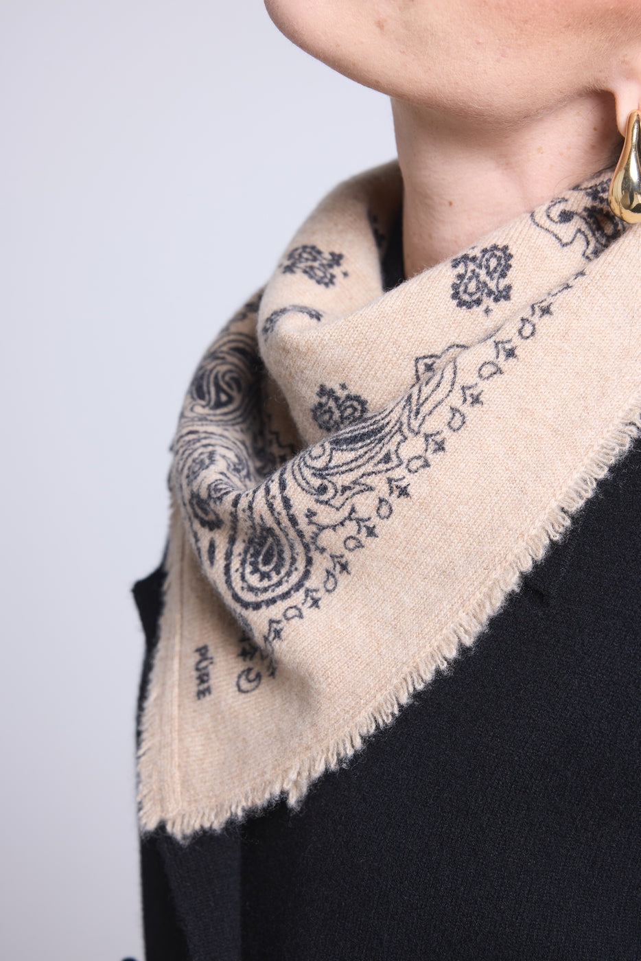 Echarpe Bandana Couronne Apache - Beige Noir - Mixte