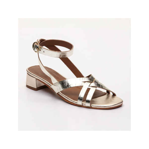 Sandalias Tacón - Salem - Light Gold Croco