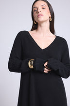 Vestido con cuello en V April - Negro - Mujer