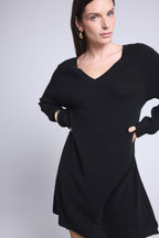 Vestido con cuello en V April - Negro - Mujer