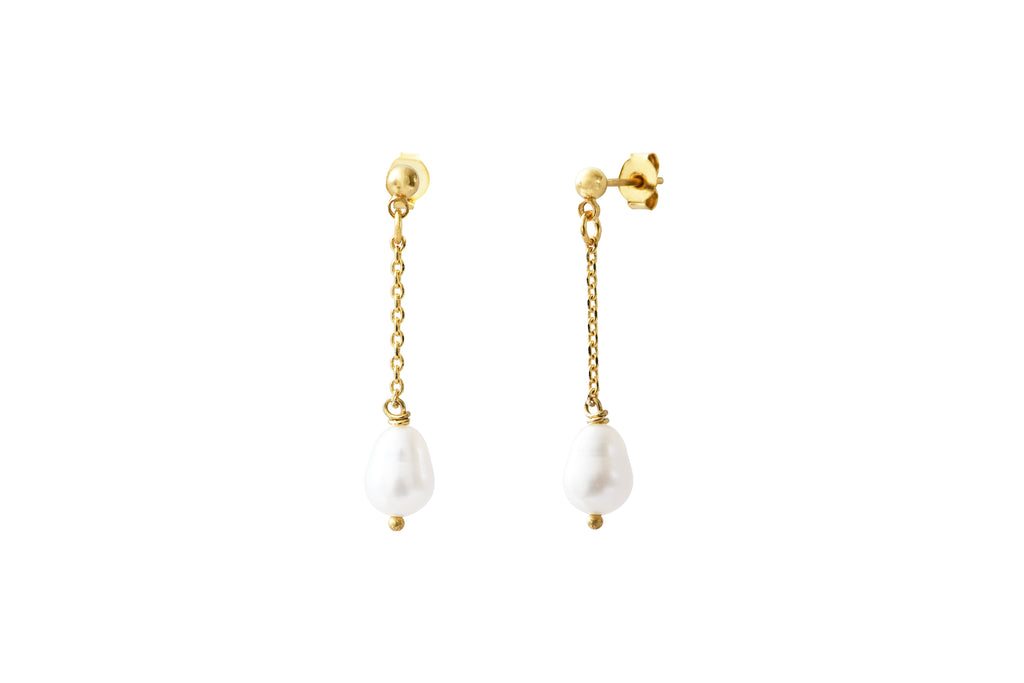 Pendientes Largos Ariel Perla Blanca