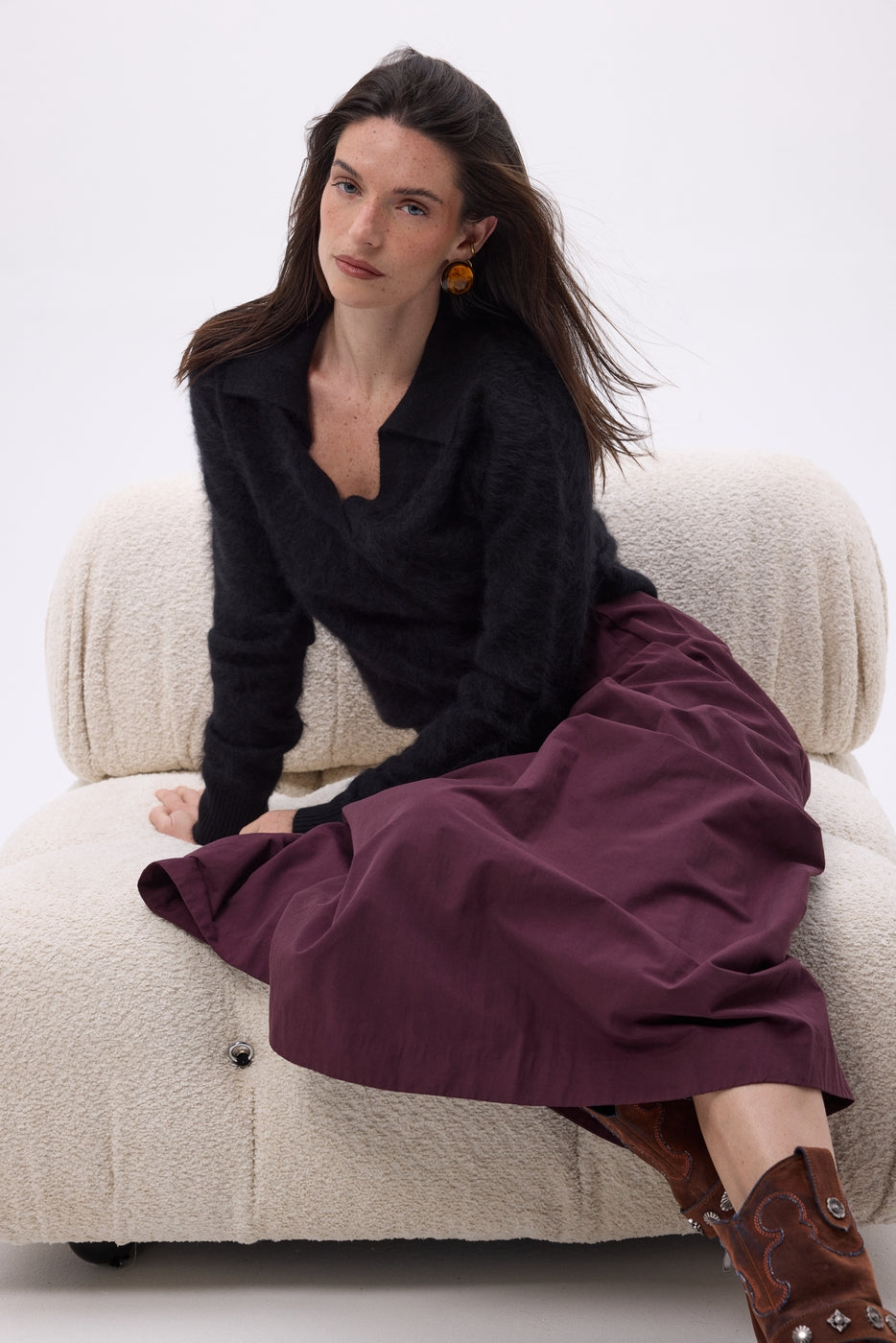 Polo – Cachemire Brossé Arielle - Noir - Femme