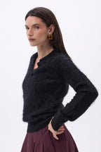 Polo – Cachemire Brossé Arielle - Noir - Femme