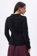 Polo – Cachemire Brossé Arielle - Noir - Femme