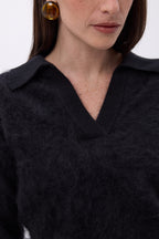 Polo – Cachemire Brossé Arielle - Noir - Femme