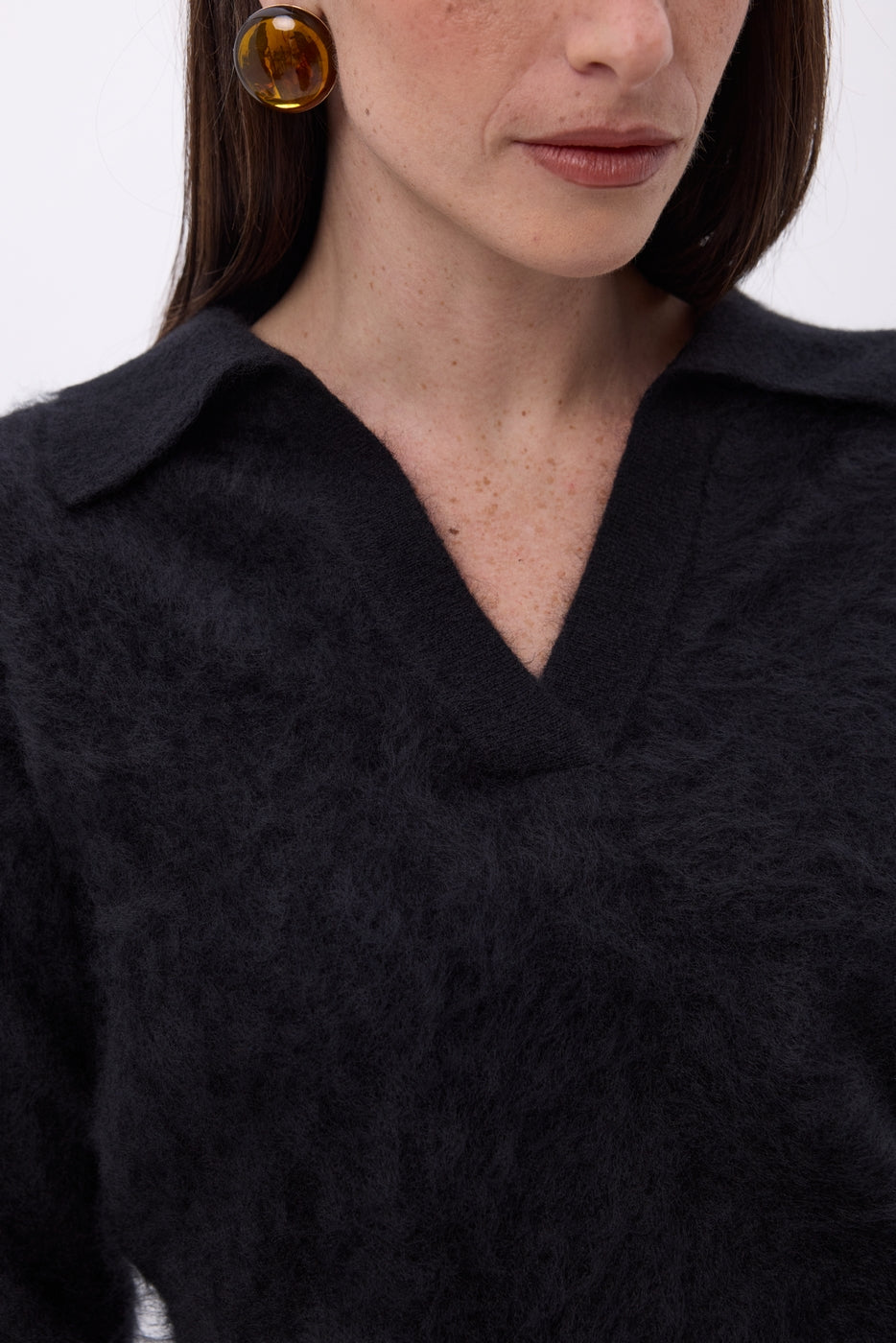 Polo – Cachemire Brossé Arielle - Noir - Femme