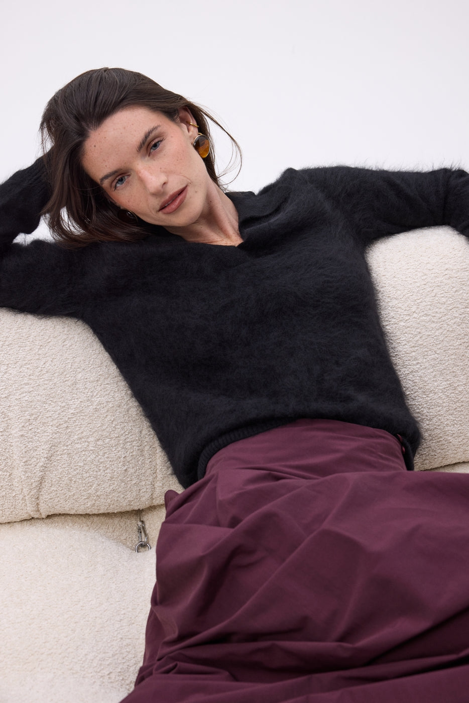 Polo – Cachemire Brossé Arielle - Noir - Femme