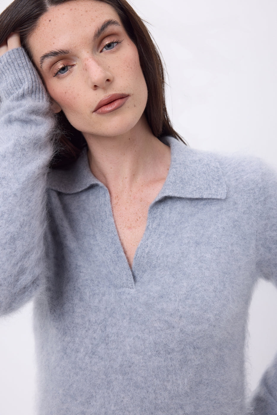 Polo – Cachemira cepillada Arielle - Gris claro - Mujer