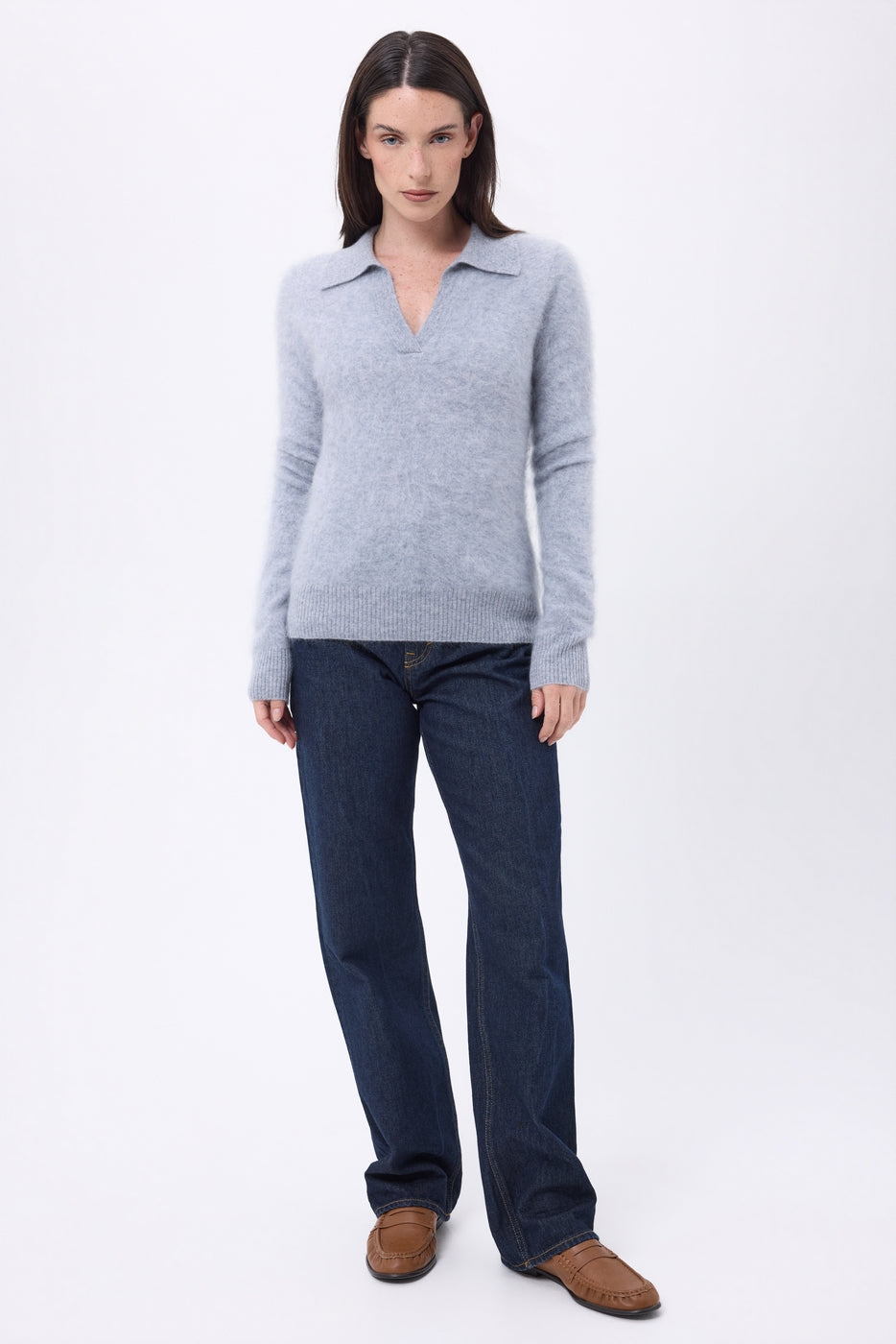 Polo – Cachemira cepillada Arielle - Gris claro - Mujer