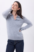 Polo – Cachemira cepillada Arielle - Gris claro - Mujer