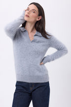 Polo – Cachemira cepillada Arielle - Gris claro - Mujer
