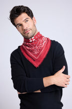 Unisex Bandana-Schal 54x54 Arizona aus Kaschmir - Rot, Schwarz und Weiß - Damen